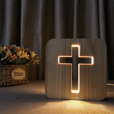 Solid Wood LED Night Lamp